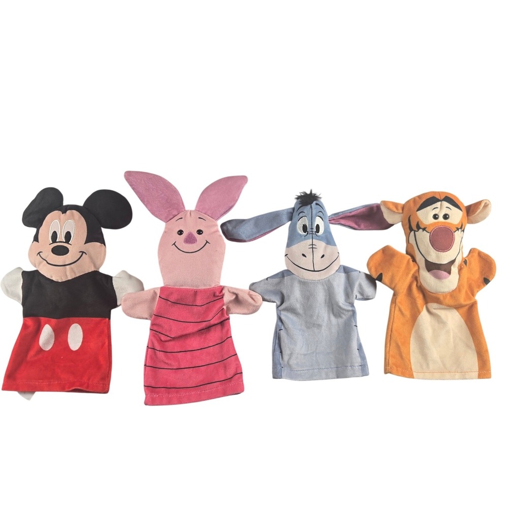 Disney Melissa & Doug Hand Puppet Lot MickeyvTigger Eeyore Piglet Storytelling